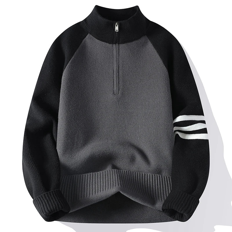 Thomas Colorblock Relaxed Fit Quarter Zip Sweater | Hip-Length Long Sleeve Sweater - Image 2