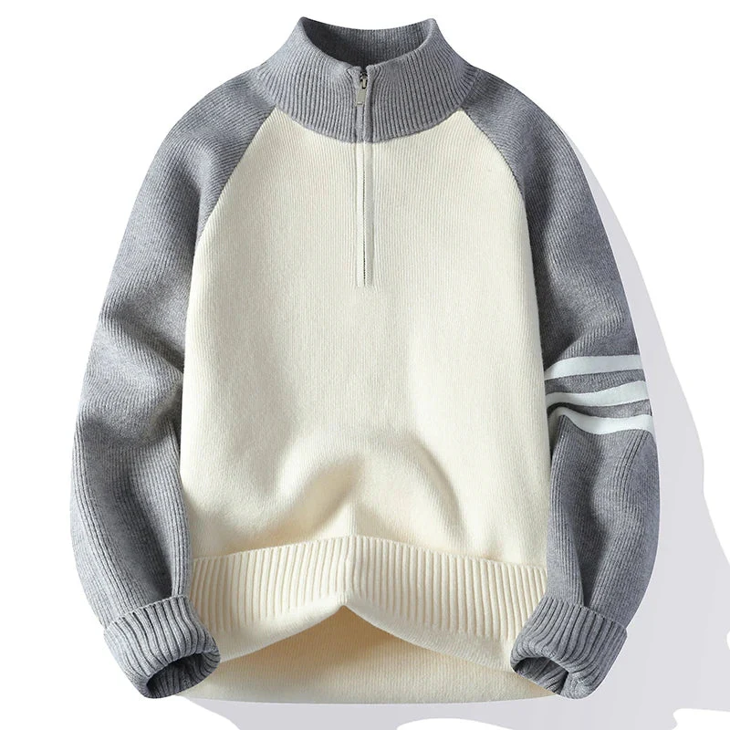 Thomas Colorblock Relaxed Fit Quarter Zip Sweater | Hip-Length Long Sleeve Sweater - Image 3