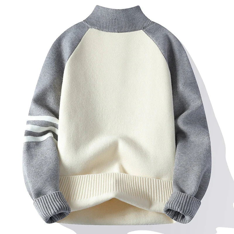 Thomas Colorblock Relaxed Fit Quarter Zip Sweater | Hip-Length Long Sleeve Sweater - Image 4