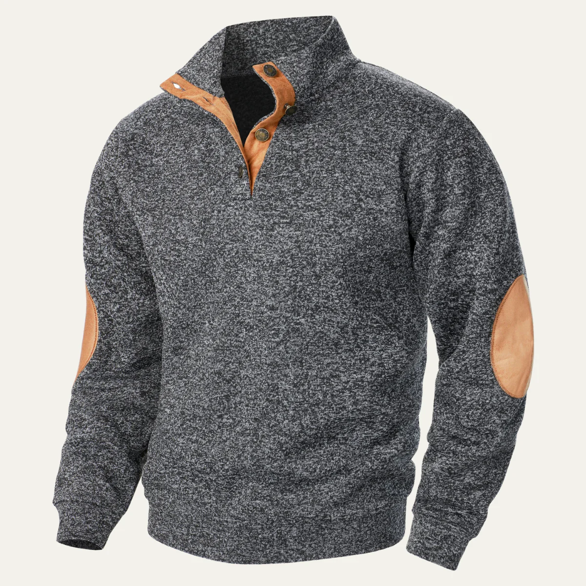 Thomas Regular Fit Sweater | Stand Collar Button Placket Sweater - Image 3