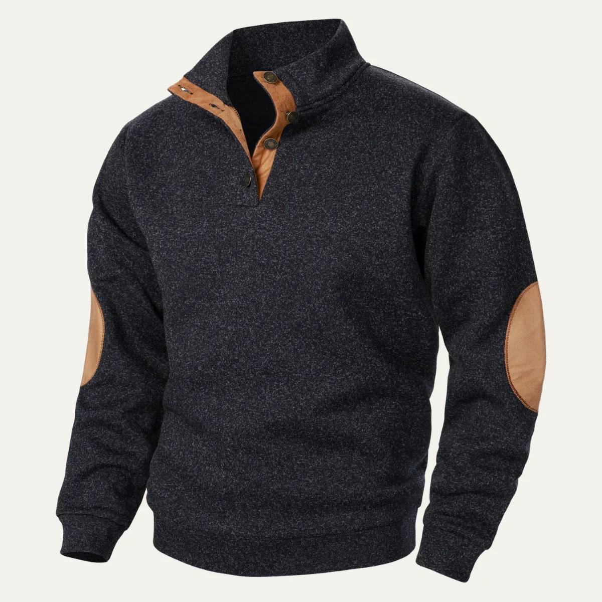Thomas Regular Fit Sweater | Stand Collar Button Placket Sweater - Image 4