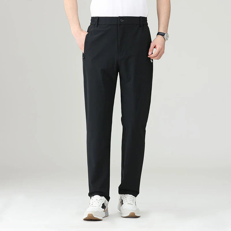 Thomas Stretch Straight Fit Pants | Button Closure Side Pockets Pants - Image 3