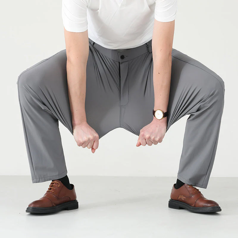 Thomas Stretch Straight Fit Pants | Button Closure Side Pockets Pants - Image 6