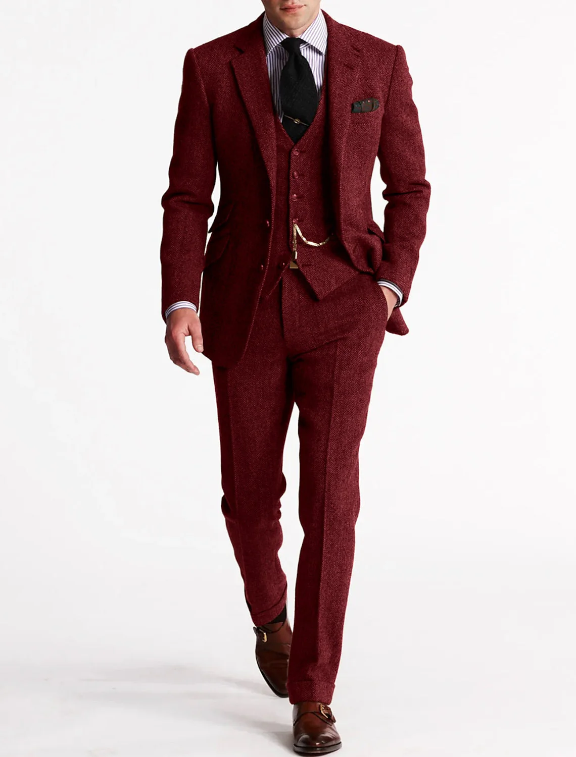 Men's Three-Piece Suit – Slim Fit – Woolmix – Tailored Jacket, Waistcoat and Trousers - Image 3