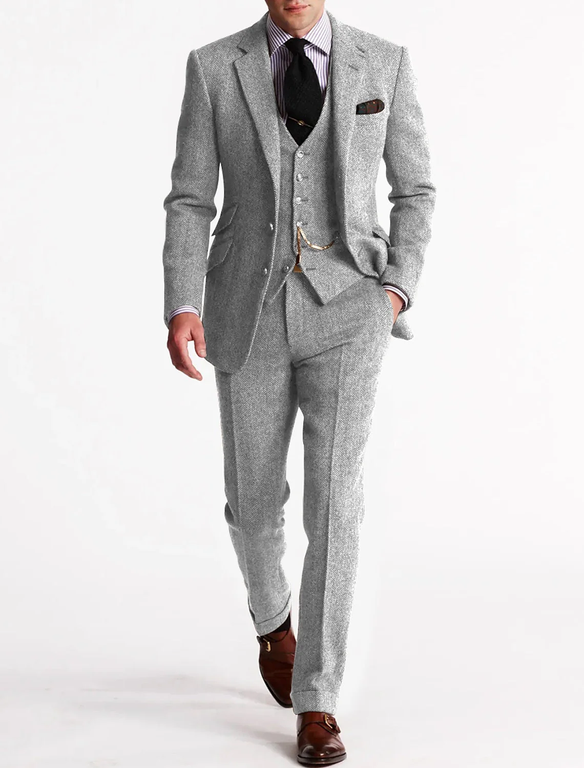 Men's Three-Piece Suit – Slim Fit – Woolmix – Tailored Jacket, Waistcoat and Trousers - Image 5