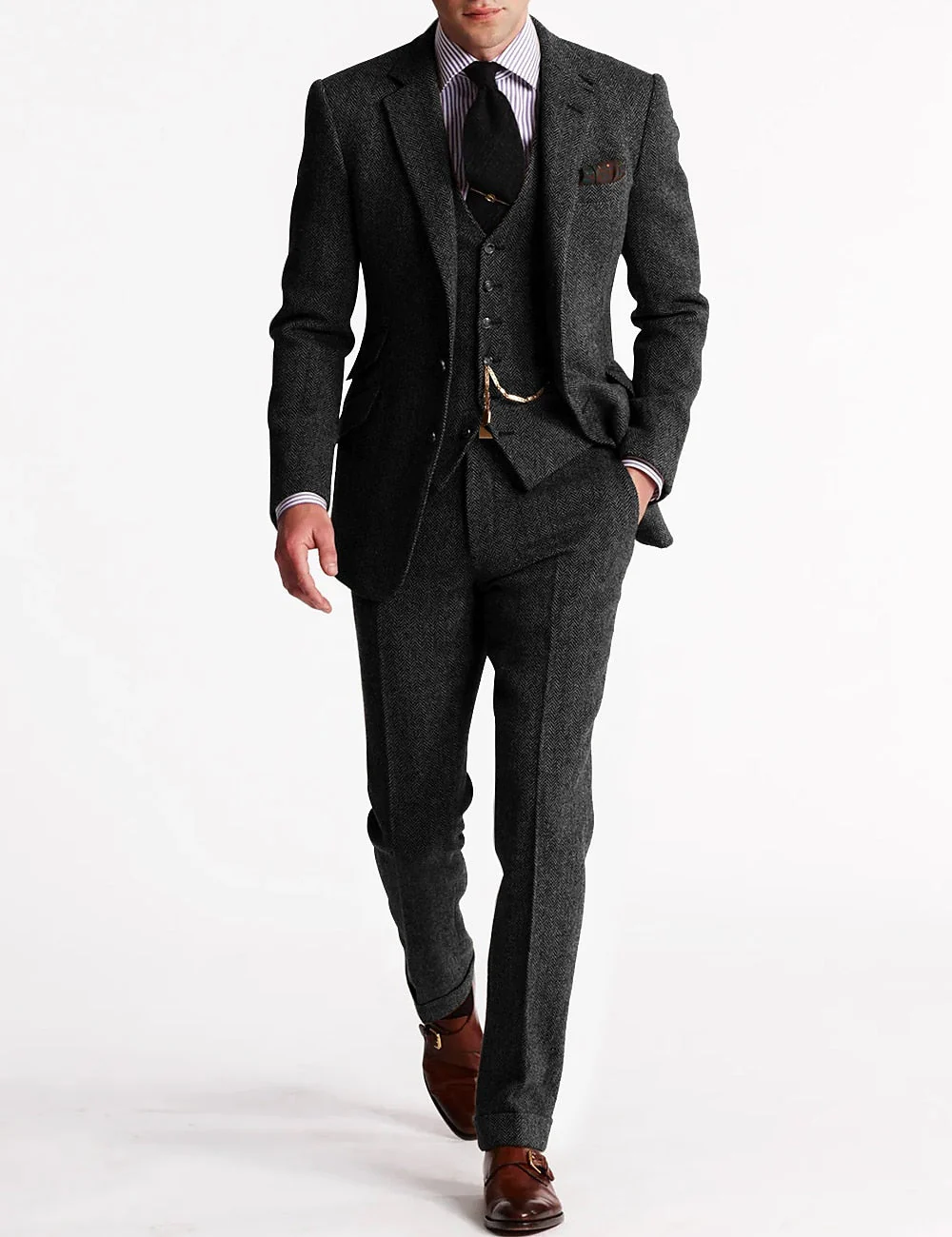 Men's Three-Piece Suit – Slim Fit – Woolmix – Tailored Jacket, Waistcoat and Trousers - Image 6