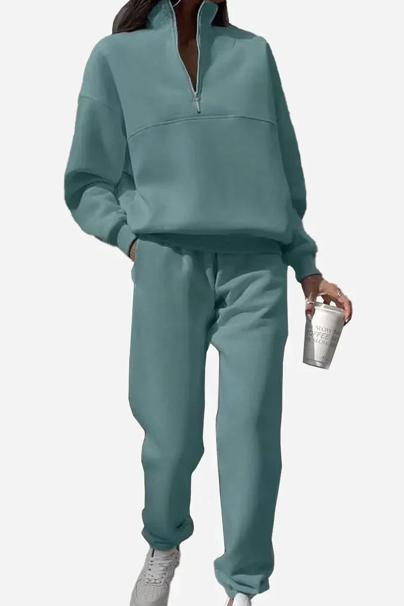 Women's Tracksuit – Oversized Fit – Lounge Comfort – Quarter-Zip Sweater – Loose Pants - Image 10