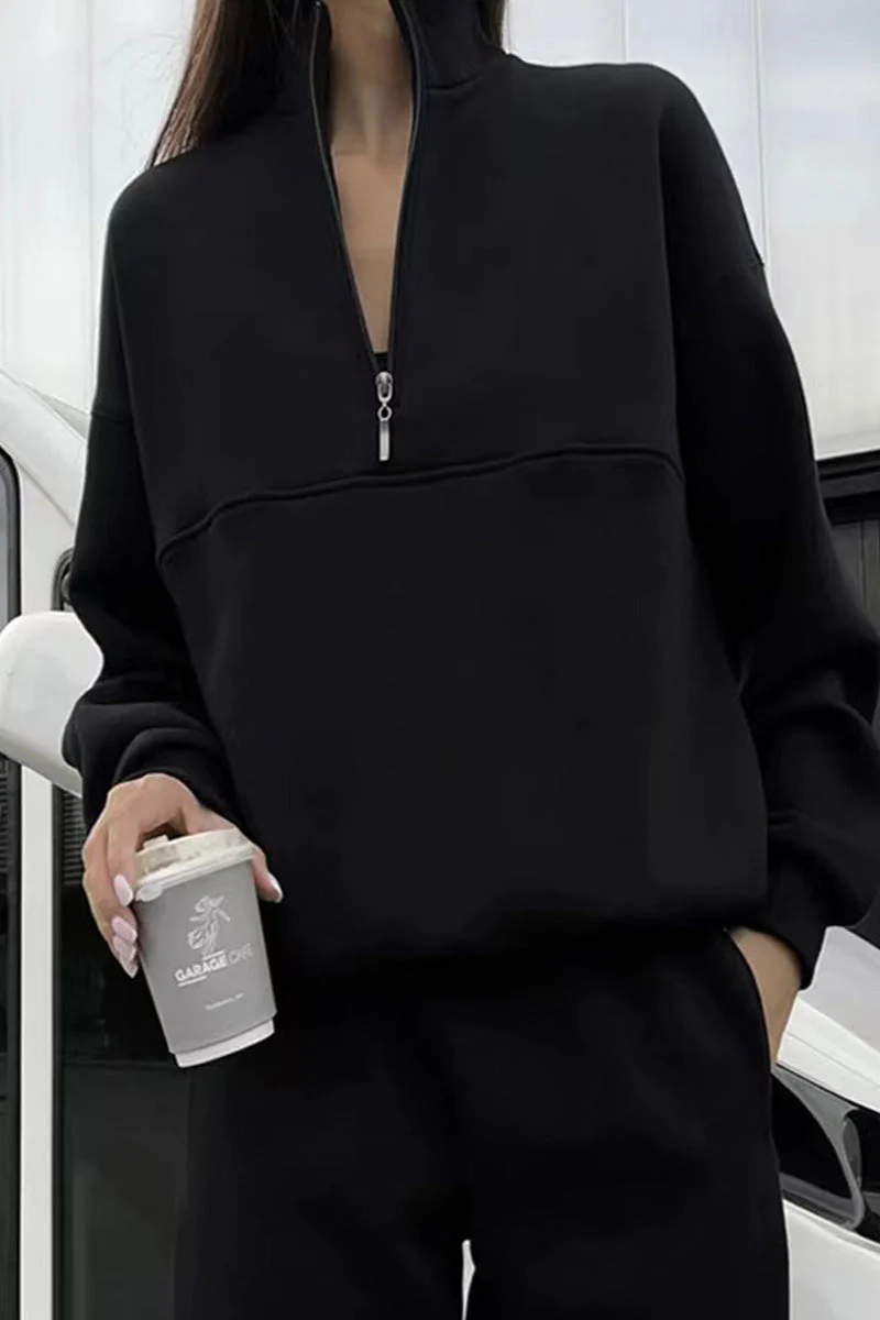 Women's Tracksuit – Oversized Fit – Lounge Comfort – Quarter-Zip Sweater – Loose Pants - Image 5