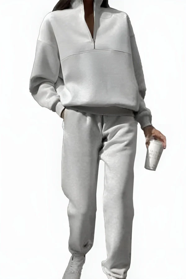 Women's Tracksuit – Oversized Fit – Lounge Comfort – Quarter-Zip Sweater – Loose Pants - Image 9