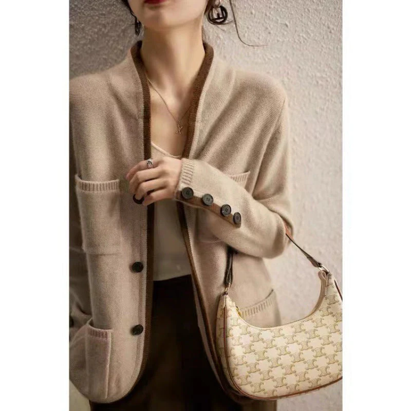 Women's Cardigan – Knitted – Relaxed Fit – Button Closure – With Patch Pockets - Image 3