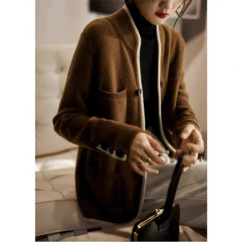 Women's Cardigan – Knitted – Relaxed Fit – Button Closure – With Patch Pockets - Image 4