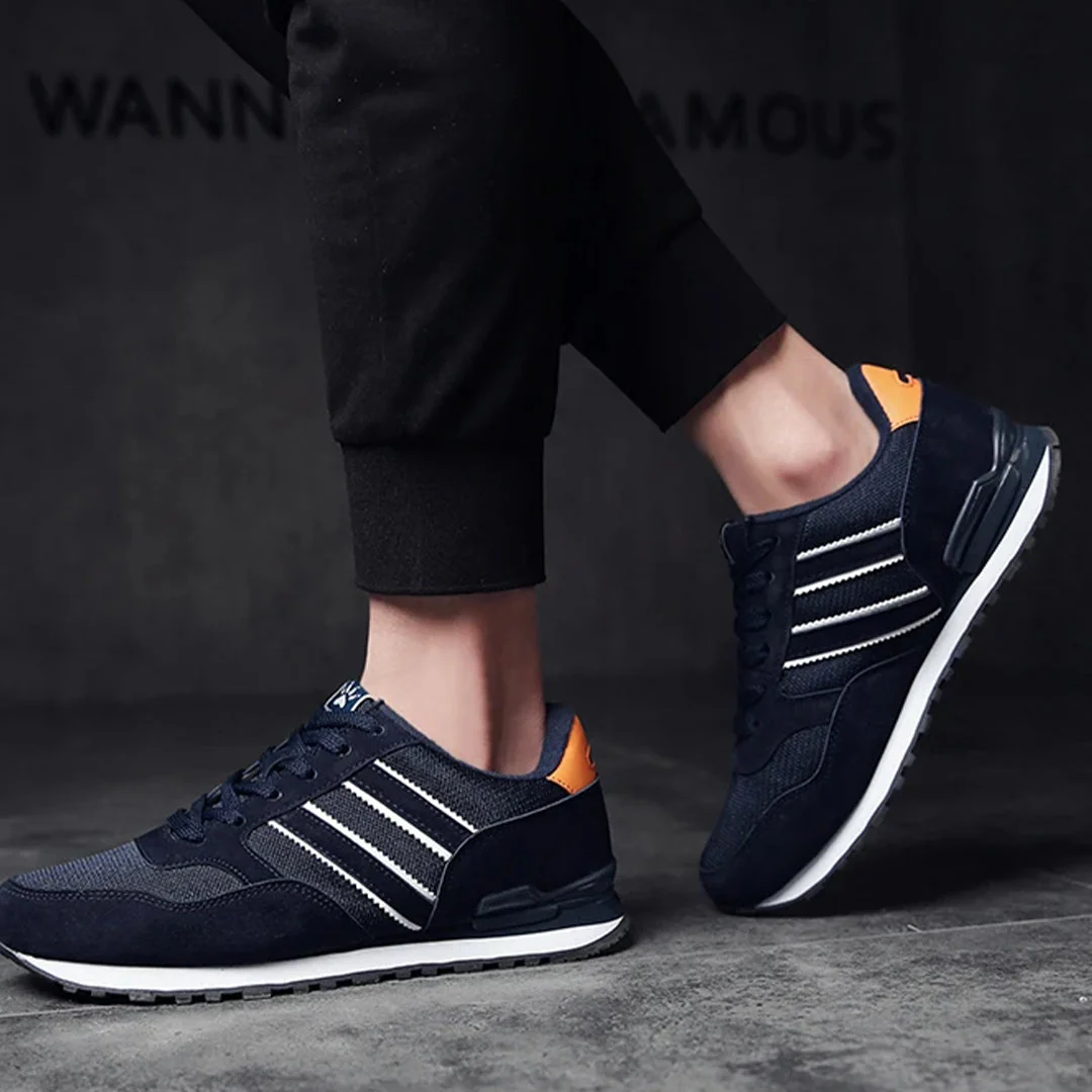 Men's Sneakers - Suede and Mesh - Low Model - Lace Closure - Comfortable Outsole - Image 4