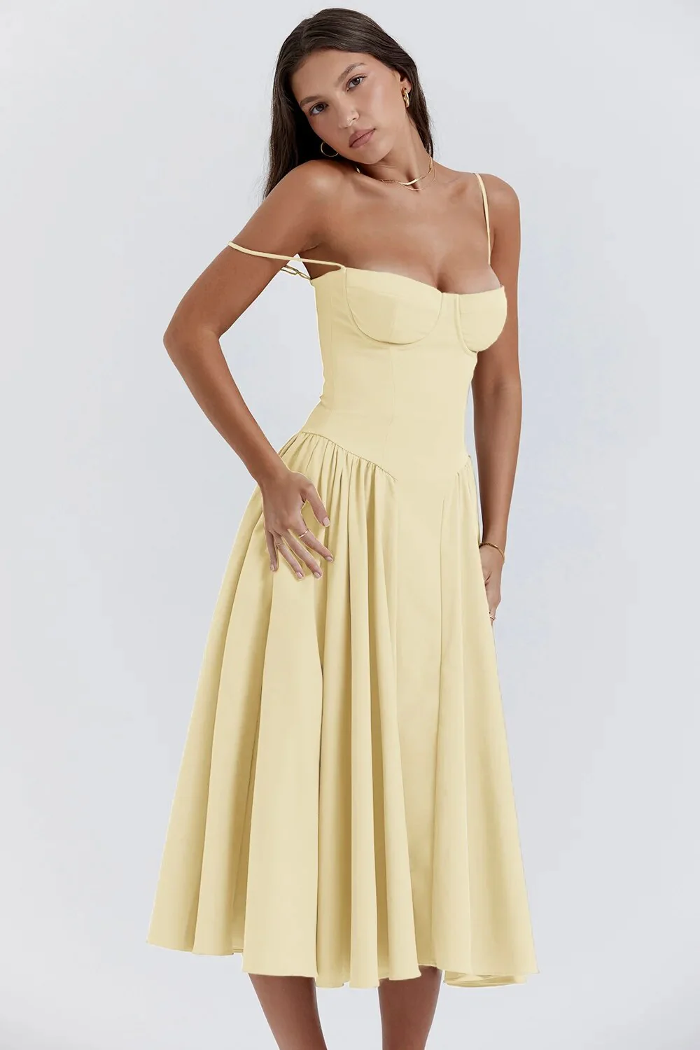 Women's Midi Dress – A-Line – Fitted Corset Top – Feminine Elegant Fit - Image 13