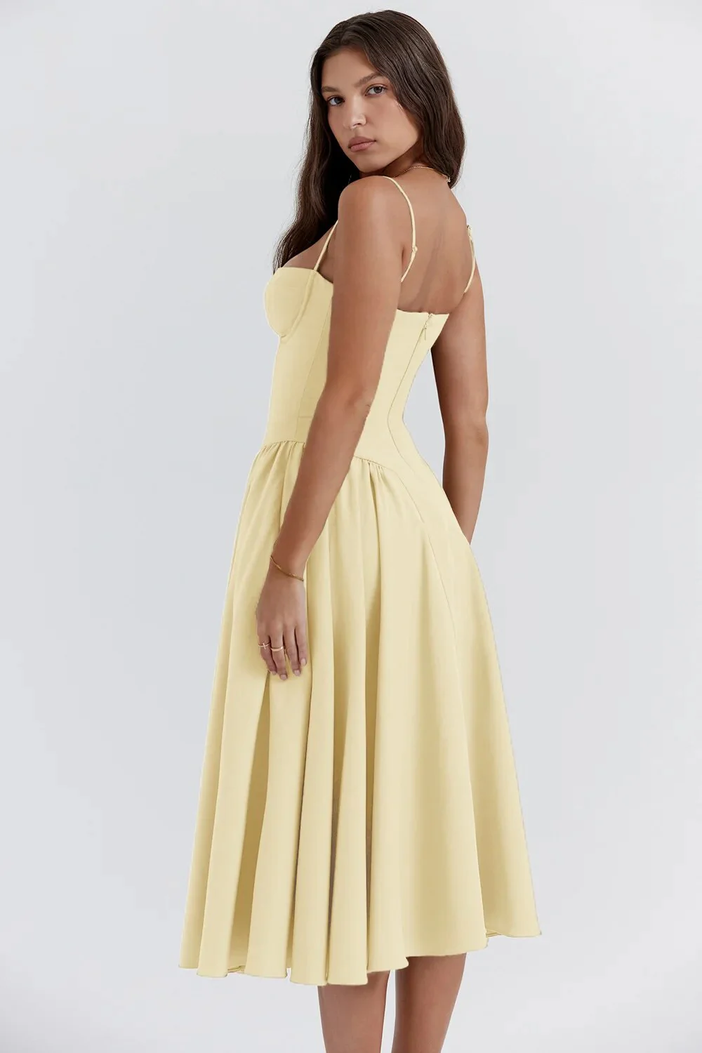 Women's Midi Dress – A-Line – Fitted Corset Top – Feminine Elegant Fit - Image 14