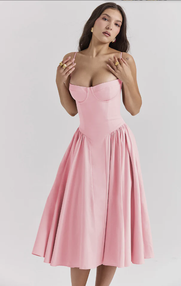 Women's Midi Dress – A-Line – Fitted Corset Top – Feminine Elegant Fit - Image 15
