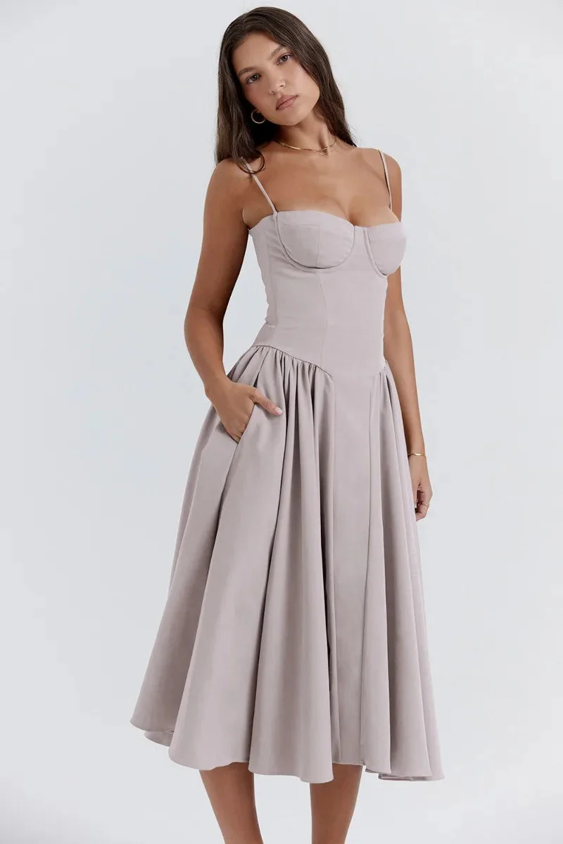 Women's Midi Dress – A-Line – Fitted Corset Top – Feminine Elegant Fit - Image 17