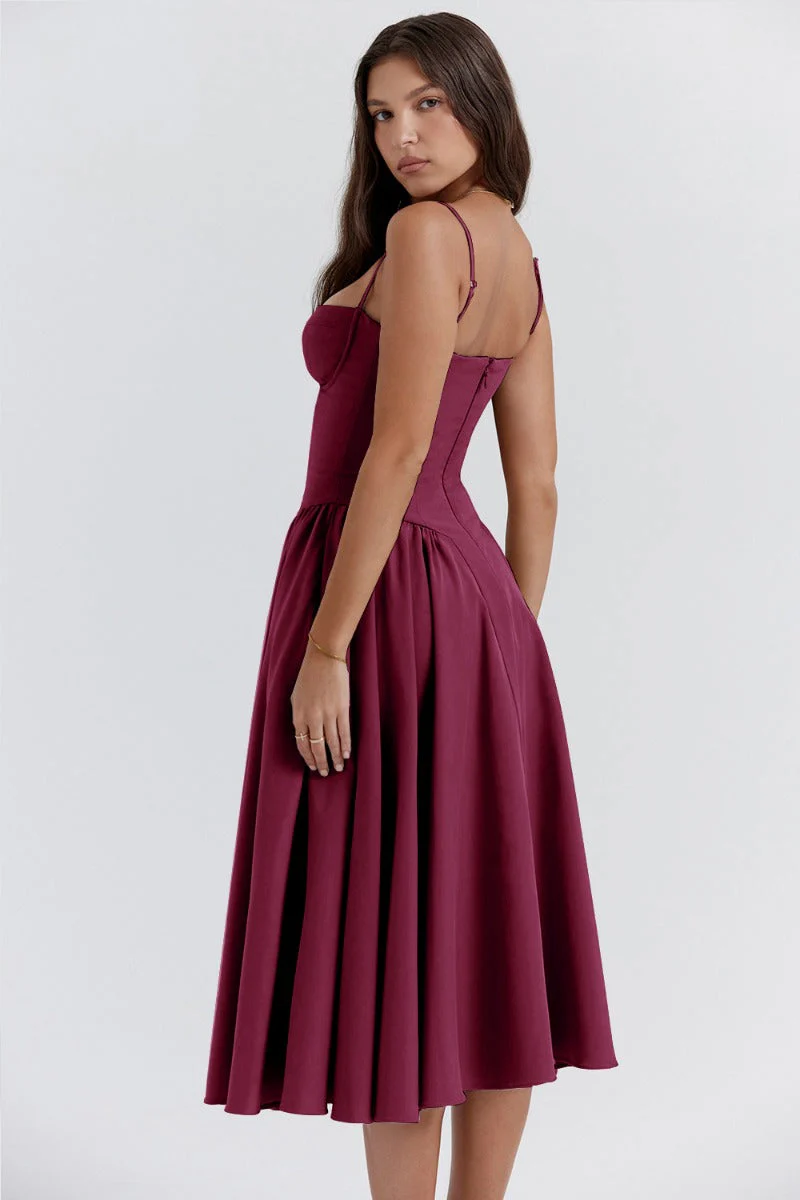 Women's Midi Dress – A-Line – Fitted Corset Top – Feminine Elegant Fit - Image 19