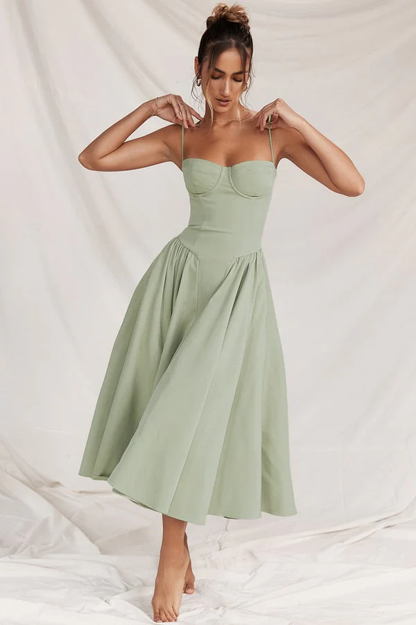 Women's Midi Dress – A-Line – Fitted Corset Top – Feminine Elegant Fit - Image 2