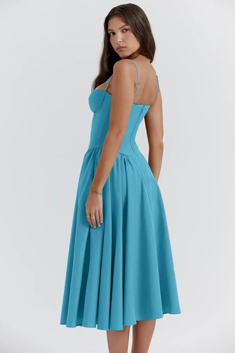 Women's Midi Dress – A-Line – Fitted Corset Top – Feminine Elegant Fit - Image 22