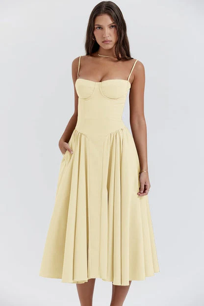 Women's Midi Dress – A-Line – Fitted Corset Top – Feminine Elegant Fit - Image 29