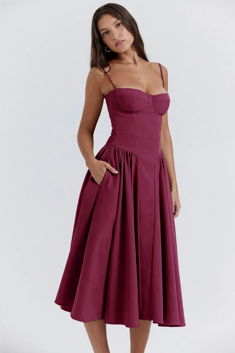 Women's Midi Dress – A-Line – Fitted Corset Top – Feminine Elegant Fit - Image 3