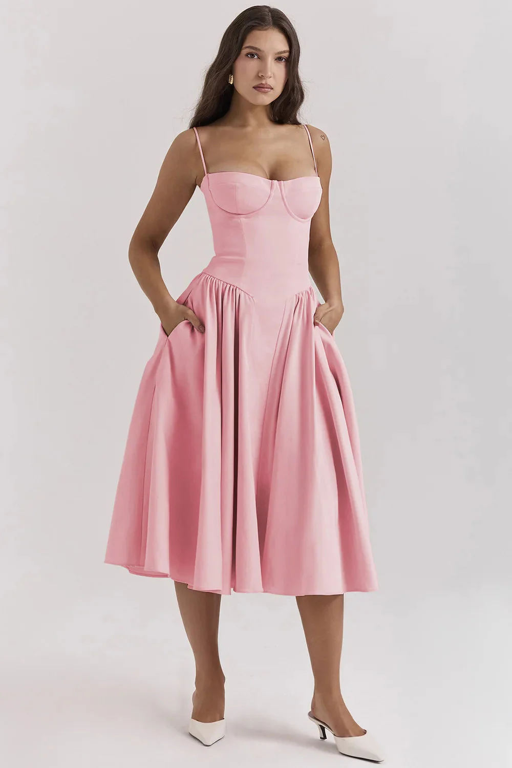 Women's Midi Dress – A-Line – Fitted Corset Top – Feminine Elegant Fit - Image 30