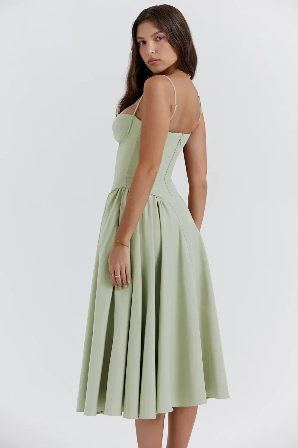 Women's Midi Dress – A-Line – Fitted Corset Top – Feminine Elegant Fit - Image 4