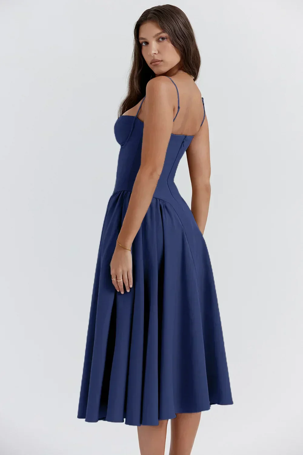 Women's Midi Dress – A-Line – Fitted Corset Top – Feminine Elegant Fit - Image 6