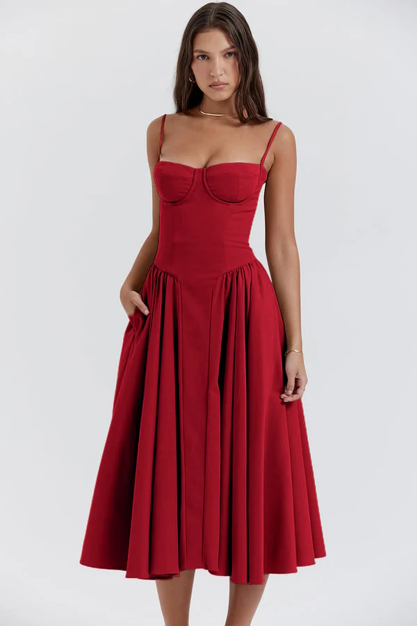 Women's Midi Dress – A-Line – Fitted Corset Top – Feminine Elegant Fit - Image 7