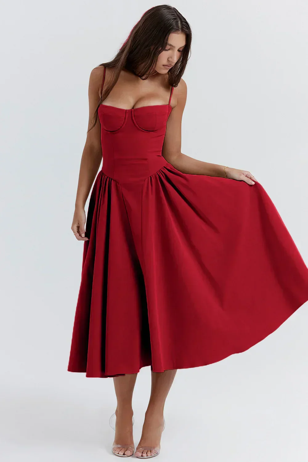 Women's Midi Dress – A-Line – Fitted Corset Top – Feminine Elegant Fit - Image 8
