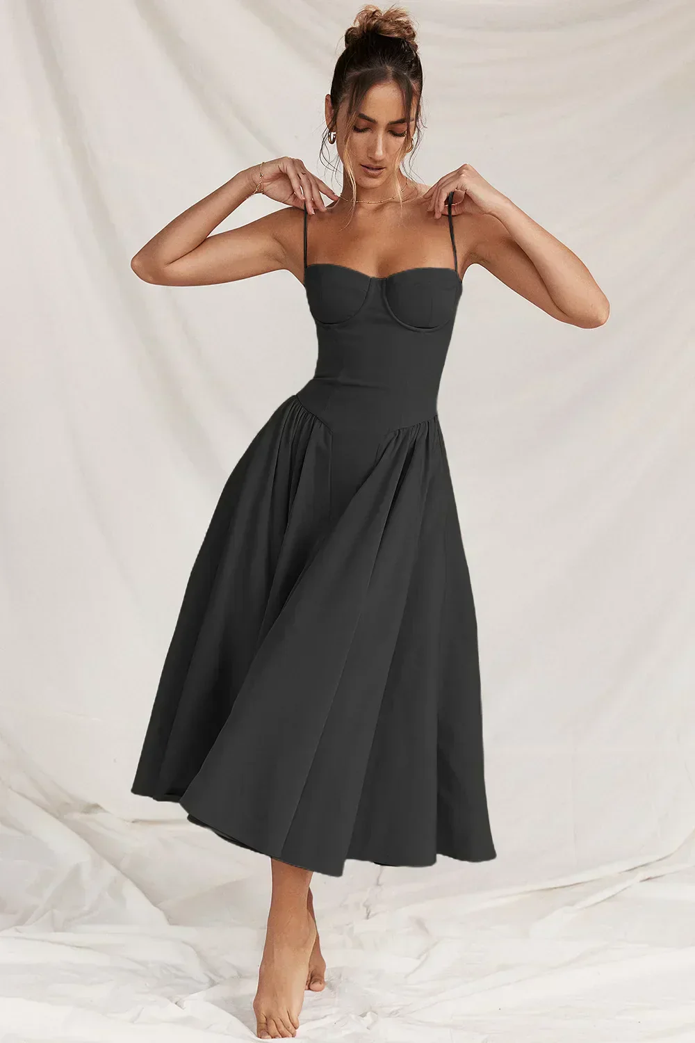 Women's Midi Dress – A-Line – Fitted Corset Top – Feminine Elegant Fit - Image 9