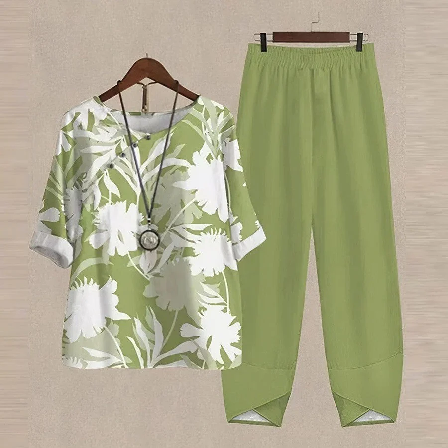 Women's Two-Piece Set – Loose Fit – Floral Print – Elastic Waist – Casual Comfort - Image 5