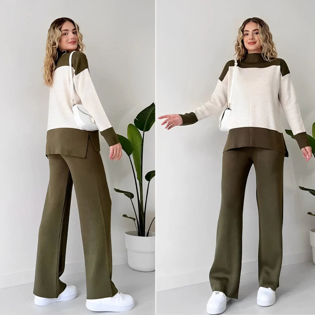Women's Lounge Set – Wide Legs – Elastic Waist – Knitted Fabric – Relaxed Fit - Image 2