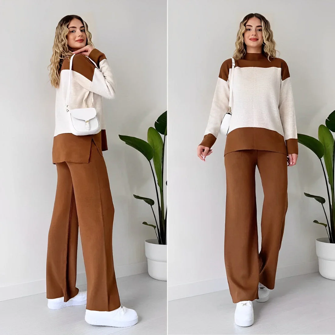 Women's Lounge Set – Wide Legs – Elastic Waist – Knitted Fabric – Relaxed Fit - Image 3