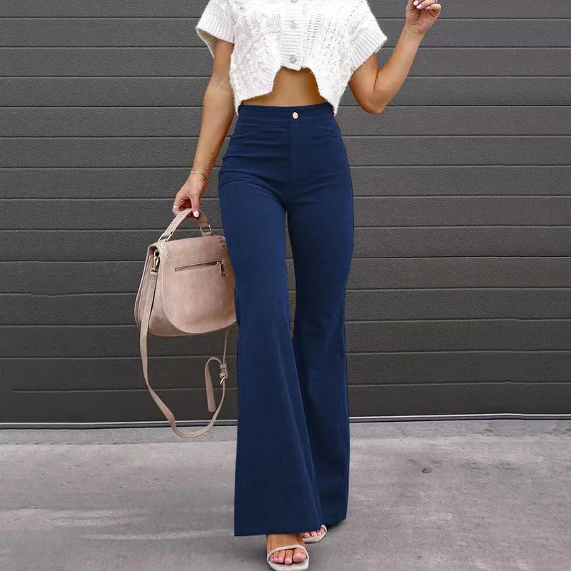 Women's Trousers – High Waist – Corduroy – Flared Legs – Flattering Fit - Image 4