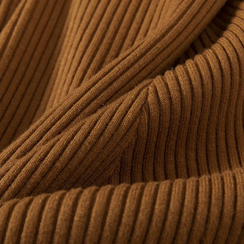 Women's Knit Dress – Ribbed Texture – A-line Fit – Long Sleeves – Mini Length - Image 17