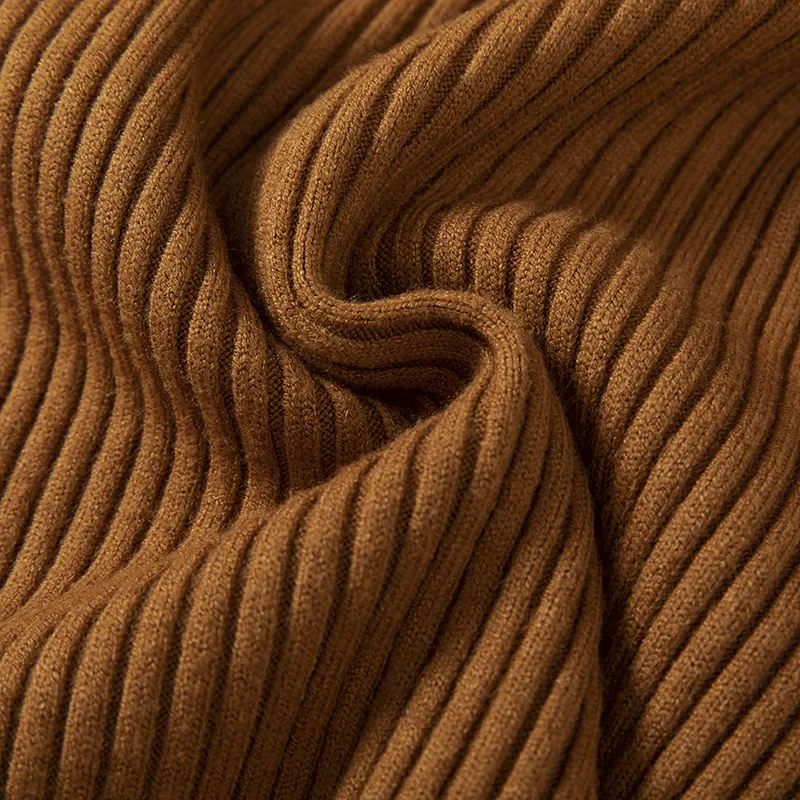 Women's Knit Dress – Ribbed Texture – A-line Fit – Long Sleeves – Mini Length - Image 18