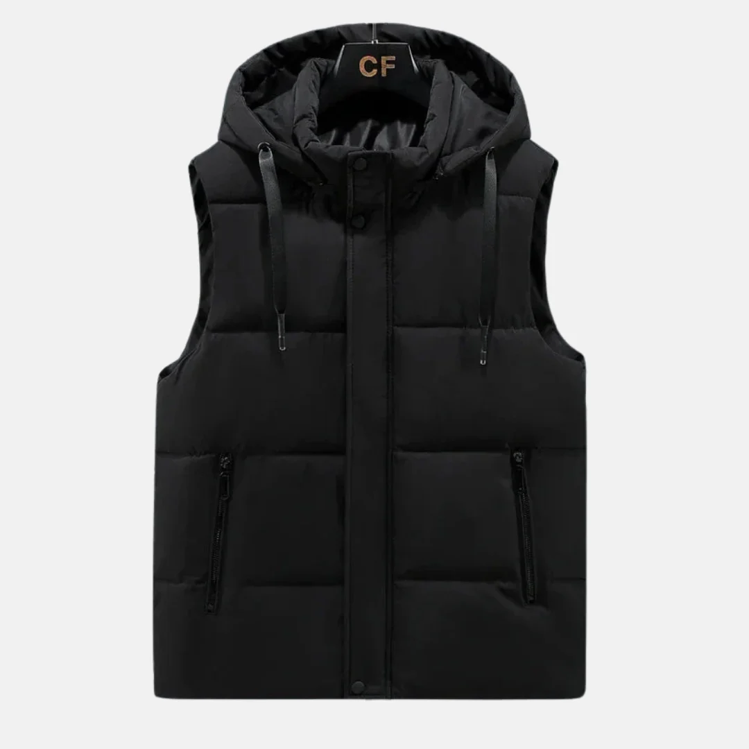 Men's Puffer Vest – Quilted – Relaxed Fit – Adjustable Hood - Image 2