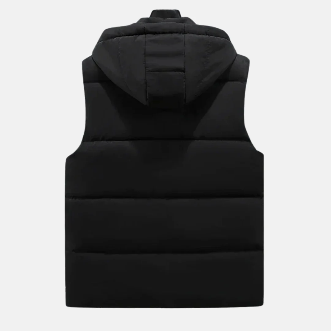 Men's Puffer Vest – Quilted – Relaxed Fit – Adjustable Hood - Image 4