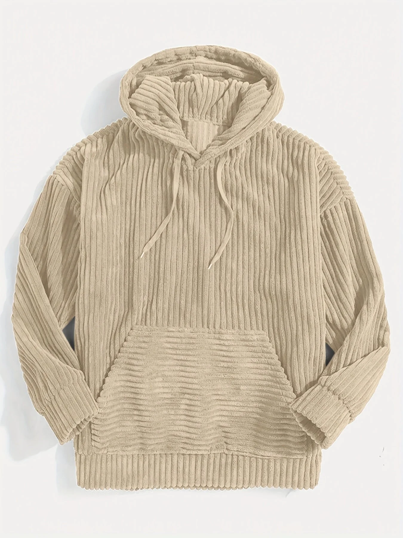Men's Hoodie Sweater – Corduroy – Relaxed Fit – With Hood and Kangaroo Pocket - Image 3