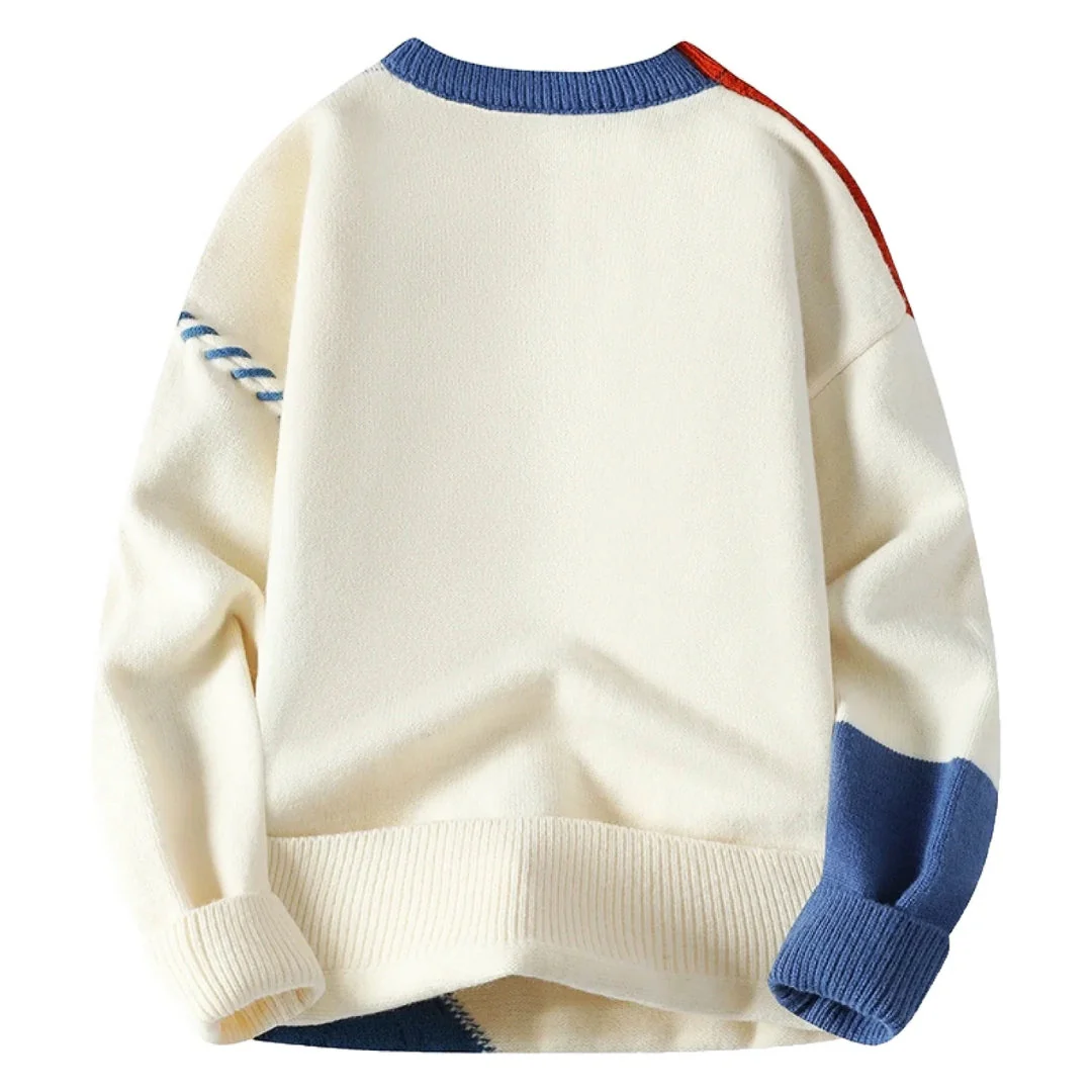 Women's Sweater – Patchwork Knit – Relaxed Fit – Ribbed Edges – Handmade Design - Image 2