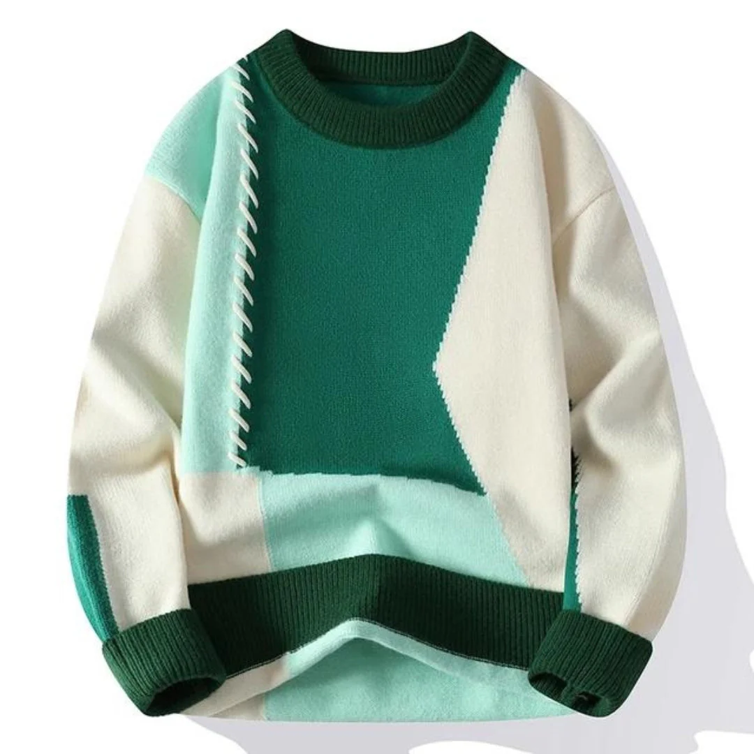 Women's Sweater – Patchwork Knit – Relaxed Fit – Ribbed Edges – Handmade Design - Image 3