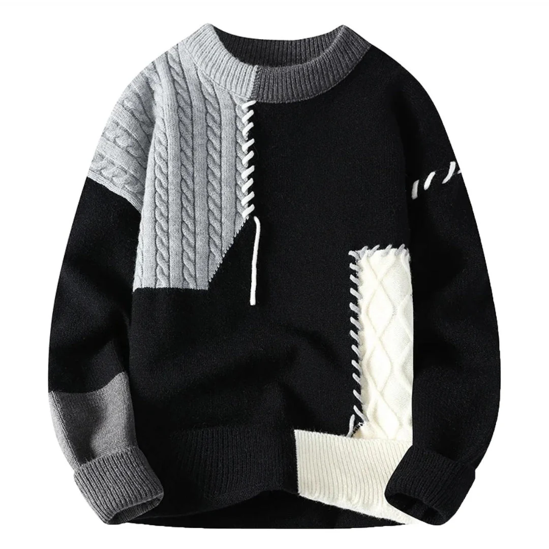 Women's Sweater – Patchwork Knit – Relaxed Fit – Ribbed Edges – Handmade Design - Image 6