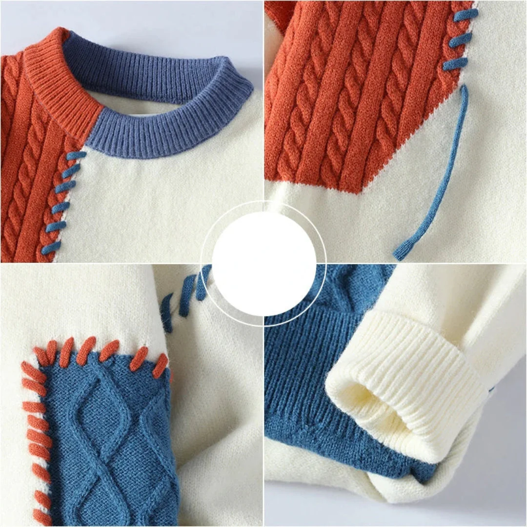 Women's Sweater – Patchwork Knit – Relaxed Fit – Ribbed Edges – Handmade Design - Image 7