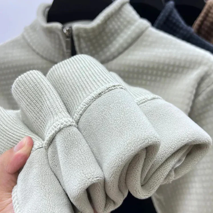 Men's Sweater - Waffle Texture - Quarter Zip - Breathable - Comfortable Fit - Image 6