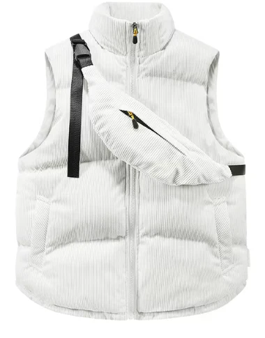 Men's Bodywarmer - Quilted Corduroy - High Collar - Zip Closure - Adjustable Fit - Image 4