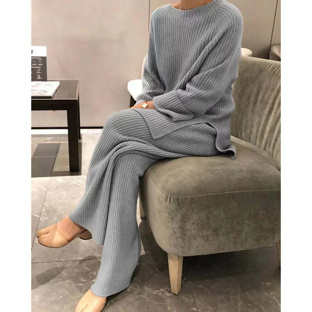 Ladies Loungewear Set – Ribbed – Relaxed Fit – Wide Legs – Soft Stretch Knit - Image 4