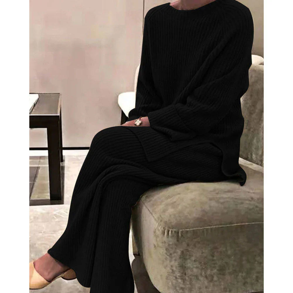 Ladies Loungewear Set – Ribbed – Relaxed Fit – Wide Legs – Soft Stretch Knit - Image 5