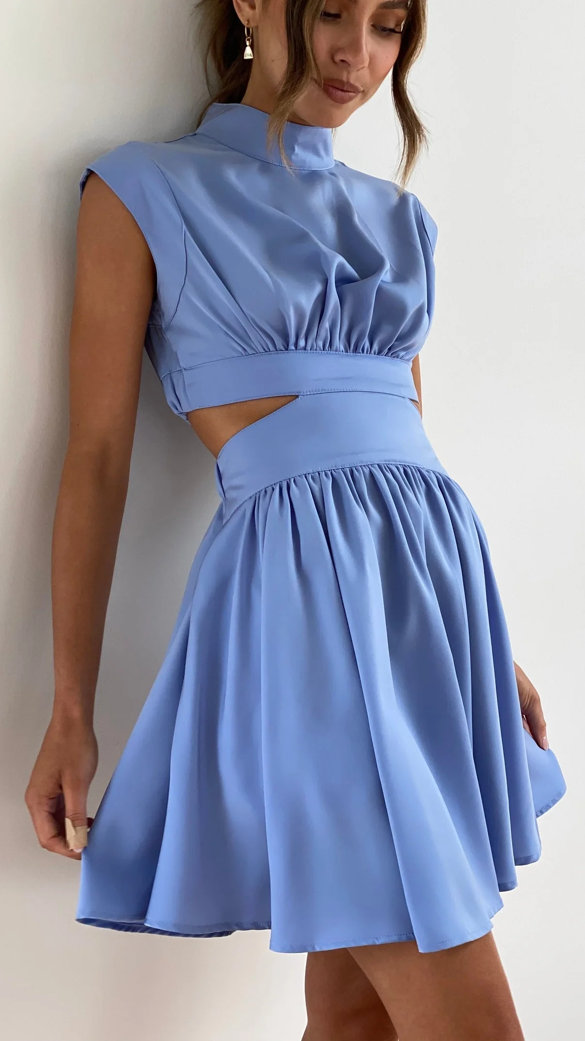 Ladies Dress - Sleeveless - Fit & Flare Fit - Waist Cut-Outs - Pleated Skirt - Image 3