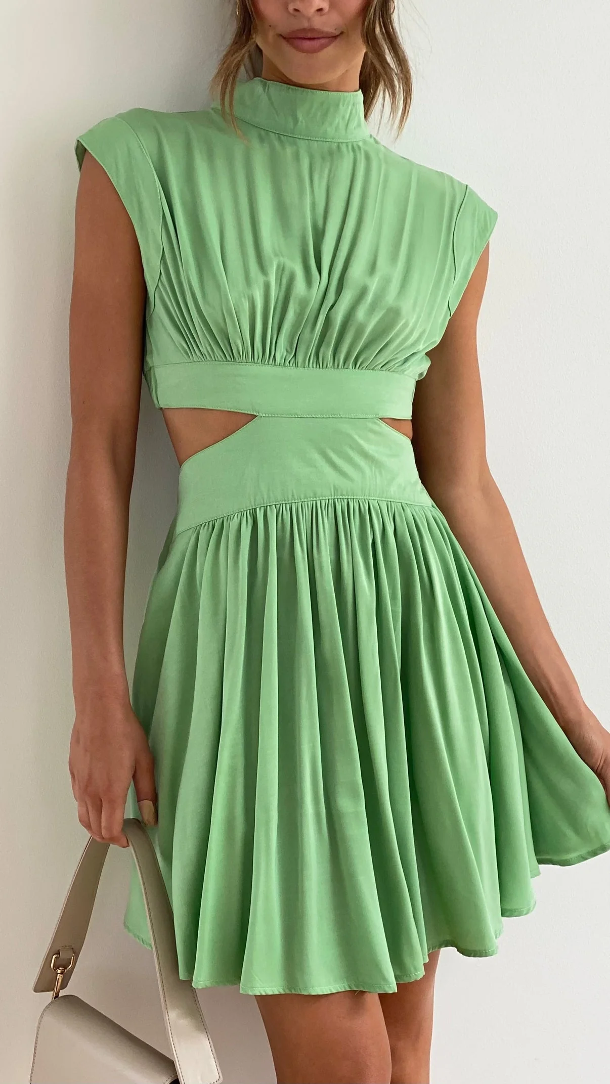 Ladies Dress - Sleeveless - Fit & Flare Fit - Waist Cut-Outs - Pleated Skirt - Image 4